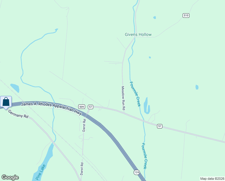 map of restaurants, bars, coffee shops, grocery stores, and more near 185 Meadow Run Road in Waverly