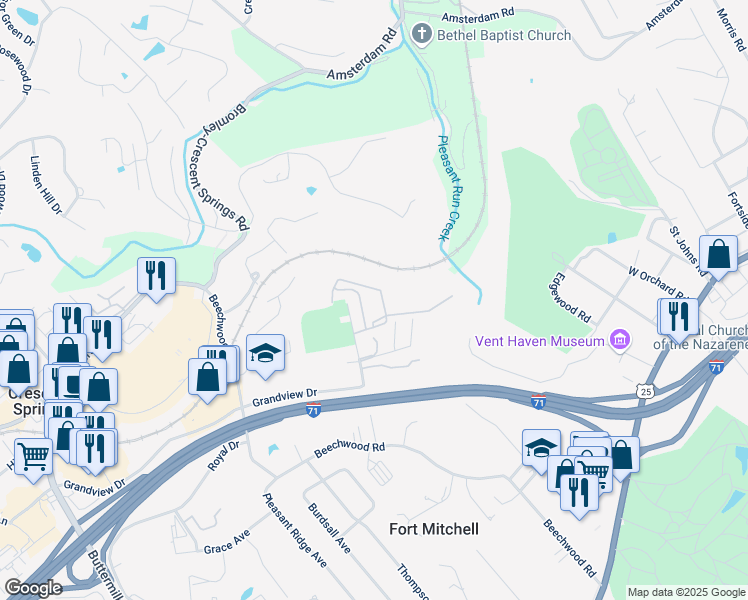 map of restaurants, bars, coffee shops, grocery stores, and more near 274 General Mitchel Lane in Fort Mitchell