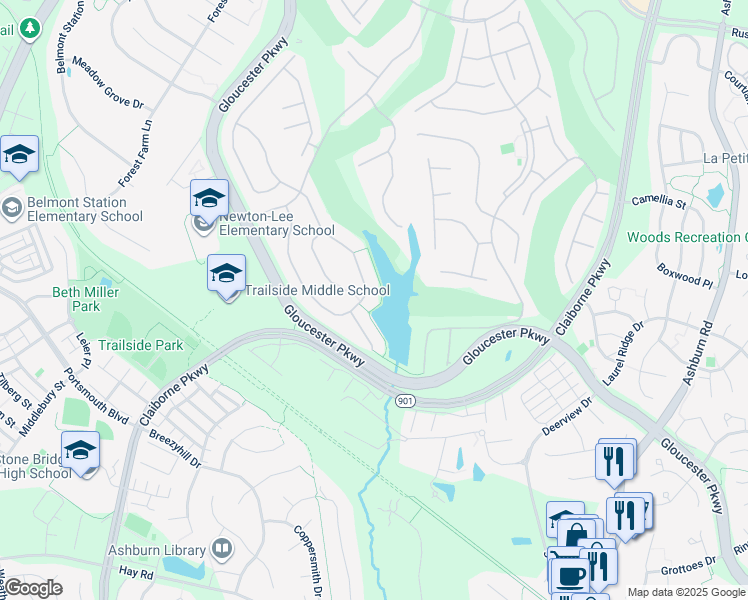 map of restaurants, bars, coffee shops, grocery stores, and more near 20275 Kiawah Island Drive in Ashburn