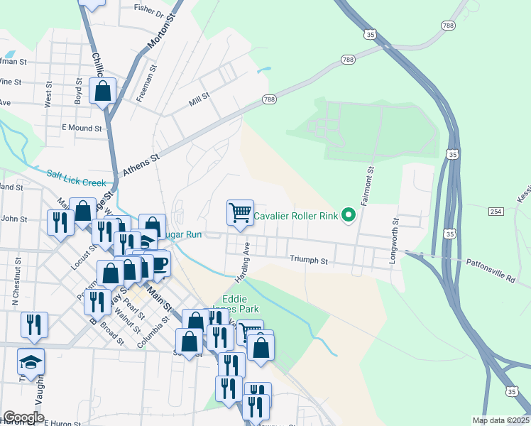 map of restaurants, bars, coffee shops, grocery stores, and more near 15 Orchard Lane in Jackson