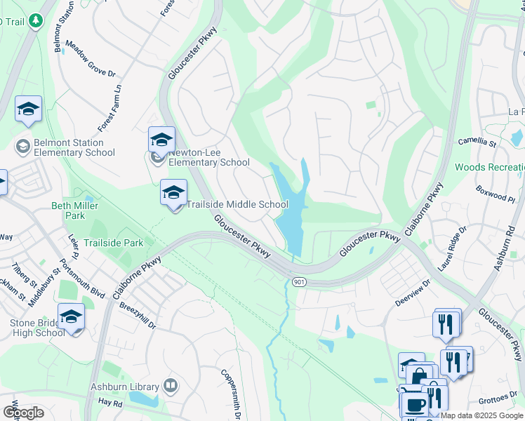 map of restaurants, bars, coffee shops, grocery stores, and more near 20266 Kiawah Island Drive in Ashburn