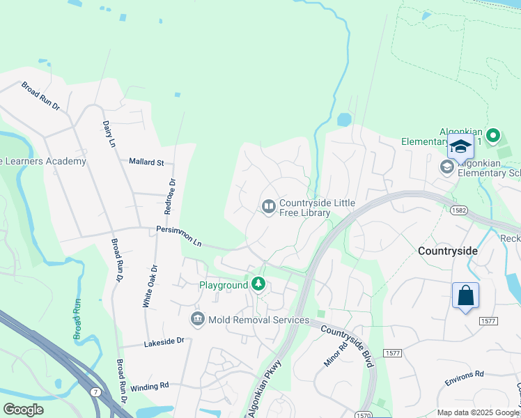 map of restaurants, bars, coffee shops, grocery stores, and more near 63 McPherson Circle in Sterling