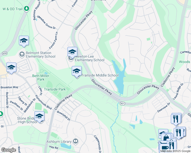 map of restaurants, bars, coffee shops, grocery stores, and more near 20231 Kiawah Island Drive in Ashburn