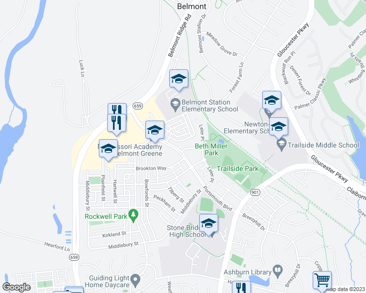 map of restaurants, bars, coffee shops, grocery stores, and more near 20229 Macglashan Terrace in Ashburn