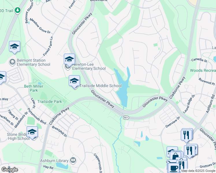 map of restaurants, bars, coffee shops, grocery stores, and more near 20259 Kentucky Oaks Court in Ashburn