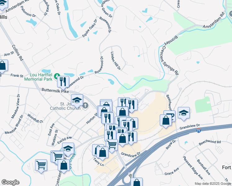 map of restaurants, bars, coffee shops, grocery stores, and more near 630 Queen City Avenue in Fort Mitchell