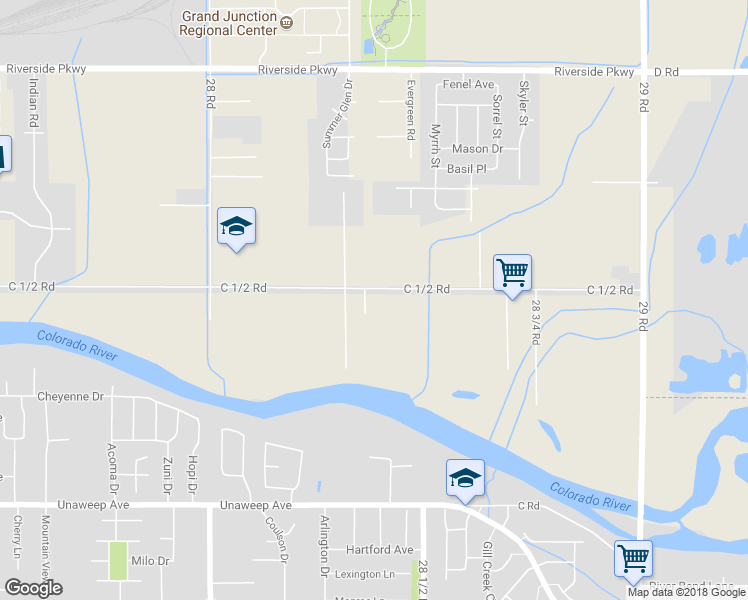 map of restaurants, bars, coffee shops, grocery stores, and more near 2837 C 1/2 Road in Grand Junction