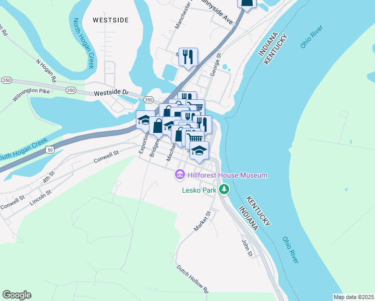 map of restaurants, bars, coffee shops, grocery stores, and more near 315 3rd Street in Aurora