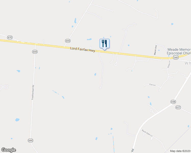 map of restaurants, bars, coffee shops, grocery stores, and more near 15377 Lord Fairfax Highway in White Post