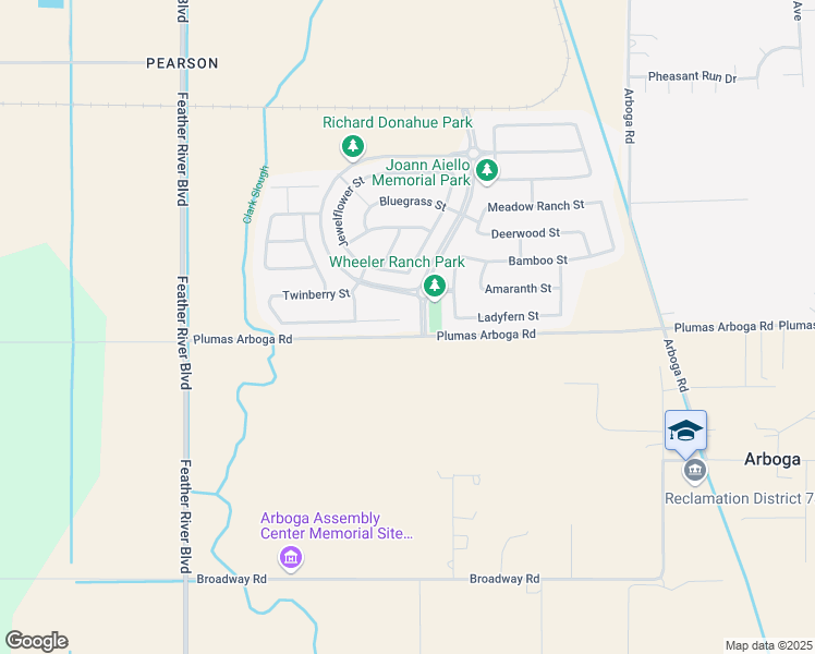 map of restaurants, bars, coffee shops, grocery stores, and more near 1226 Plumas Links Street in Olivehurst