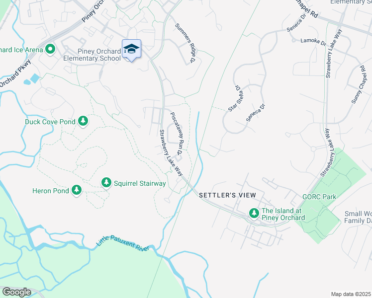 map of restaurants, bars, coffee shops, grocery stores, and more near 2857 Piscataway Run Drive in Odenton