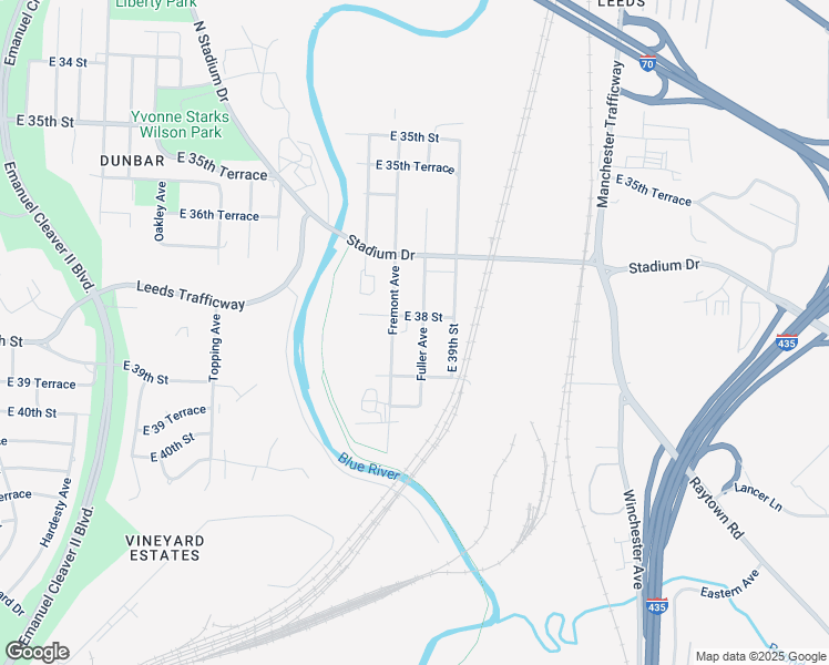 map of restaurants, bars, coffee shops, grocery stores, and more near 3808 Fuller Ave in Kansas City