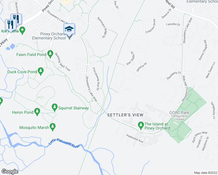 map of restaurants, bars, coffee shops, grocery stores, and more near Washington, Baltimore and Annapolis Trail in Odenton