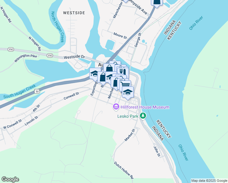 map of restaurants, bars, coffee shops, grocery stores, and more near 315 3rd Street in Aurora