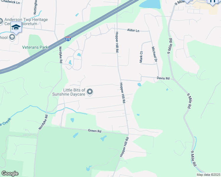 map of restaurants, bars, coffee shops, grocery stores, and more near 509 Lenkenann Drive in Cincinnati