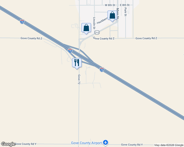 map of restaurants, bars, coffee shops, grocery stores, and more near 100-118 Lakeridge Road in Quinter