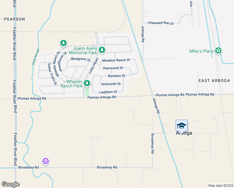 map of restaurants, bars, coffee shops, grocery stores, and more near 1374 Ladyfern Street in Plumas Lake
