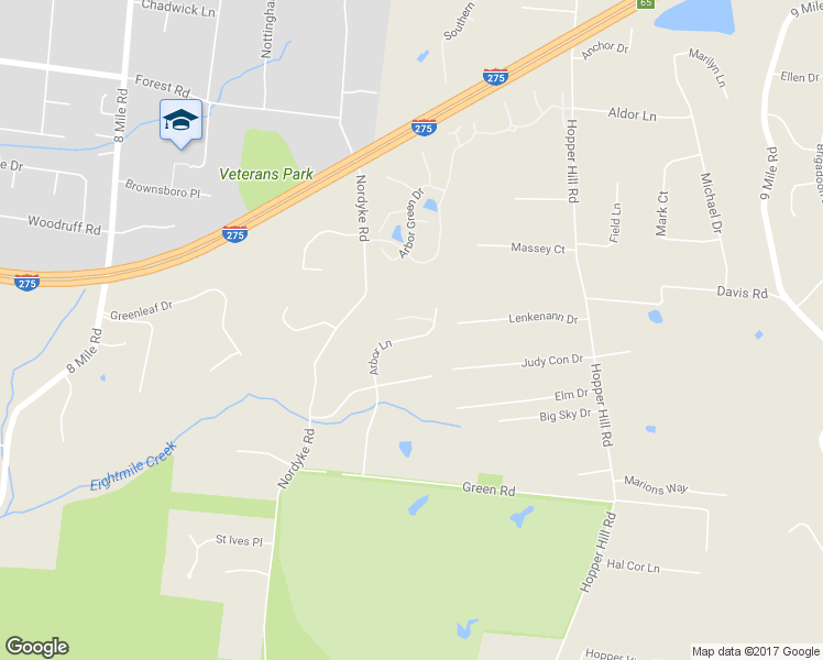 map of restaurants, bars, coffee shops, grocery stores, and more near 3805 Arbor Lane in Cincinnati
