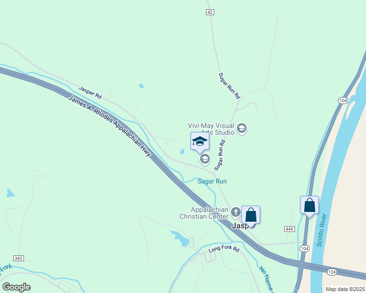 map of restaurants, bars, coffee shops, grocery stores, and more near 2874 Jasper Road in Piketon