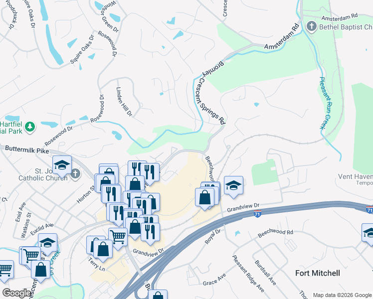 map of restaurants, bars, coffee shops, grocery stores, and more near 2312-2324 Anderson Road in Fort Mitchell