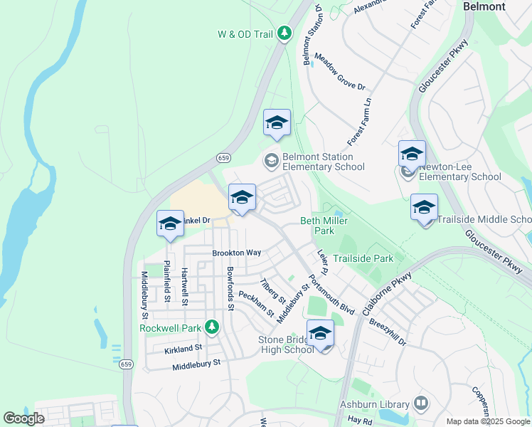 map of restaurants, bars, coffee shops, grocery stores, and more near 20278 Portsmouth Boulevard in Ashburn