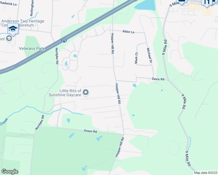 map of restaurants, bars, coffee shops, grocery stores, and more near 509 Lenkenann Drive in Cincinnati