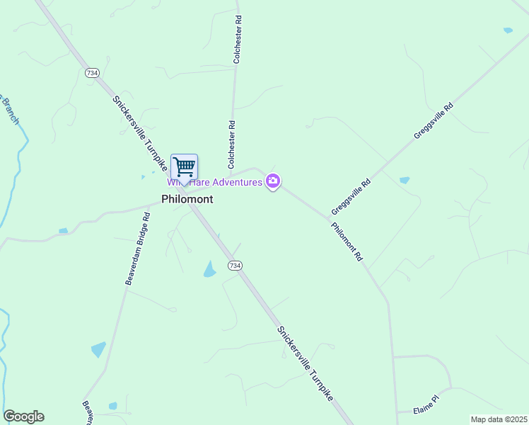 map of restaurants, bars, coffee shops, grocery stores, and more near 36711 Philomont Road in Purcellville