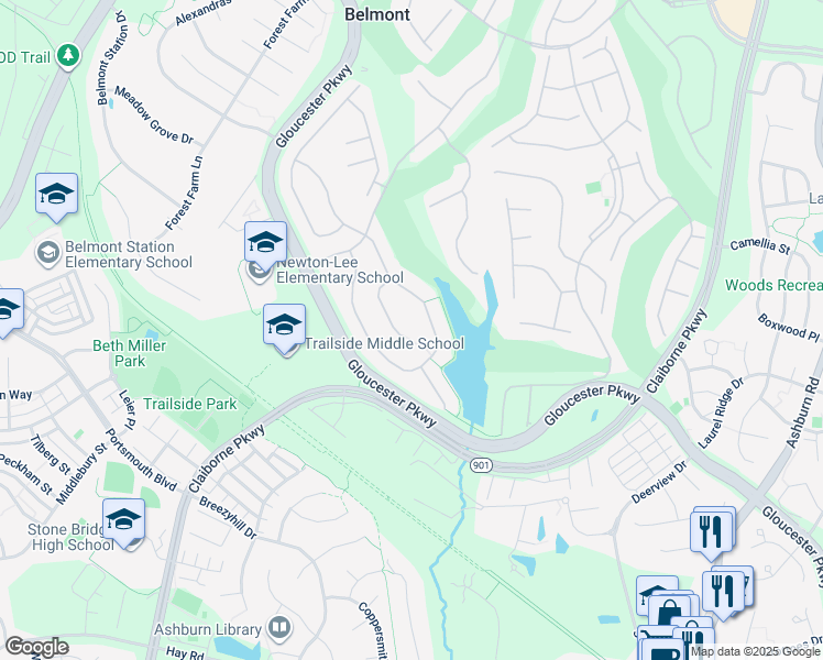 map of restaurants, bars, coffee shops, grocery stores, and more near 20254 Kentucky Oaks Court in Ashburn