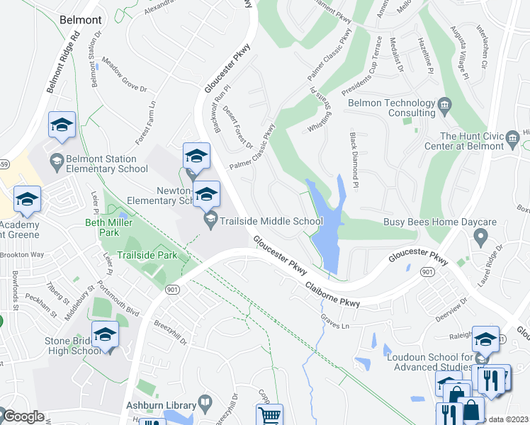 map of restaurants, bars, coffee shops, grocery stores, and more near 20226 Kiawah Island Drive in Ashburn