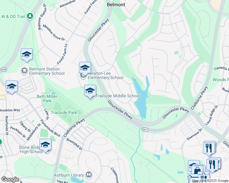 map of restaurants, bars, coffee shops, grocery stores, and more near 20226 Kiawah Island Drive in Ashburn
