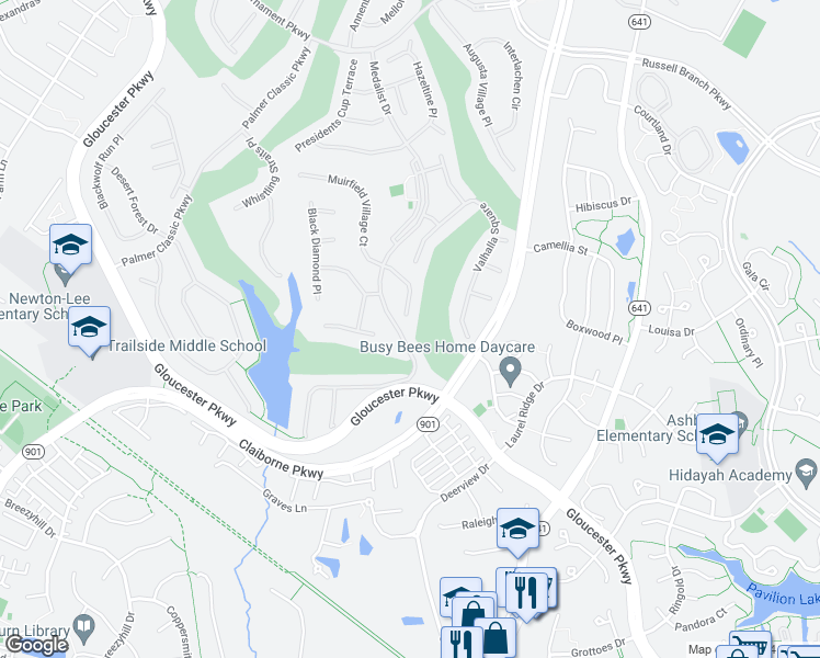 map of restaurants, bars, coffee shops, grocery stores, and more near 20260 Medalist Drive in Ashburn