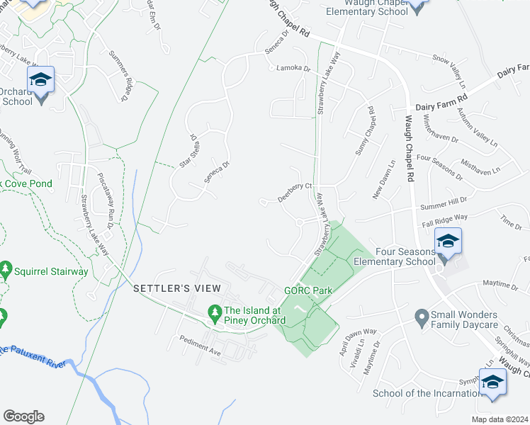 map of restaurants, bars, coffee shops, grocery stores, and more near 935 Deerberry Court in Odenton