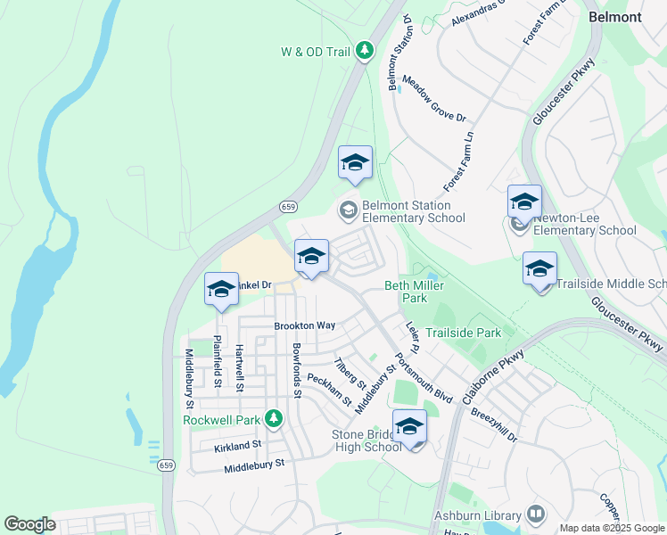 map of restaurants, bars, coffee shops, grocery stores, and more near 20267 Owings Terrace in Belmont