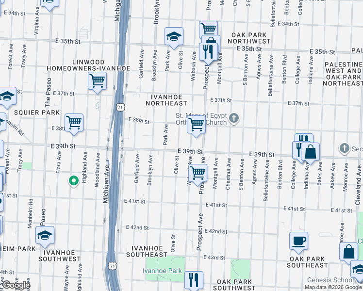 map of restaurants, bars, coffee shops, grocery stores, and more near in Kansas City
