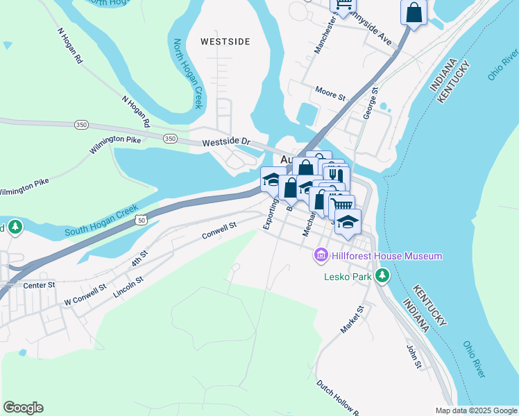 map of restaurants, bars, coffee shops, grocery stores, and more near 100 4th Street in Aurora