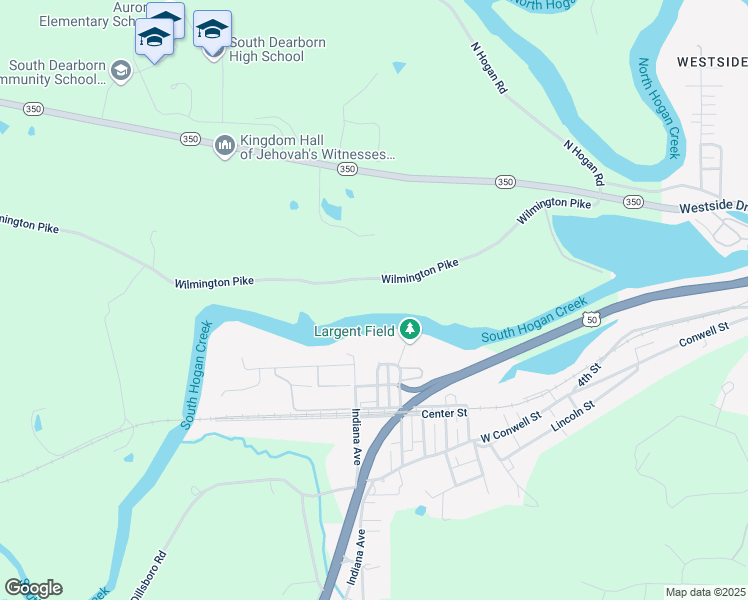 map of restaurants, bars, coffee shops, grocery stores, and more near 5589 Wilmington Pike in Aurora