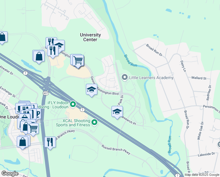 map of restaurants, bars, coffee shops, grocery stores, and more near 45051 Brae Terrace in Ashburn