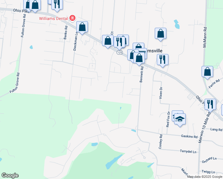 map of restaurants, bars, coffee shops, grocery stores, and more near 937 Ohio Pike in Cincinnati