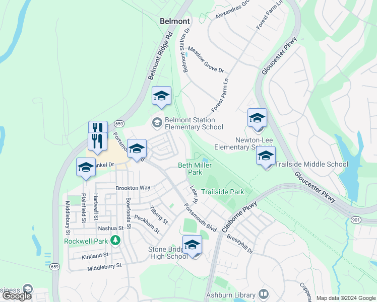 map of restaurants, bars, coffee shops, grocery stores, and more near 20242 Leier Place in Ashburn
