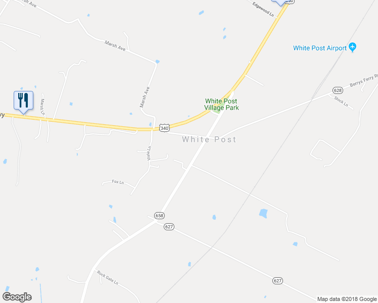 map of restaurants, bars, coffee shops, grocery stores, and more near 832 White Post Road in White Post
