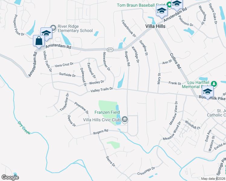 map of restaurants, bars, coffee shops, grocery stores, and more near 806 Niewahner Drive in Villa Hills