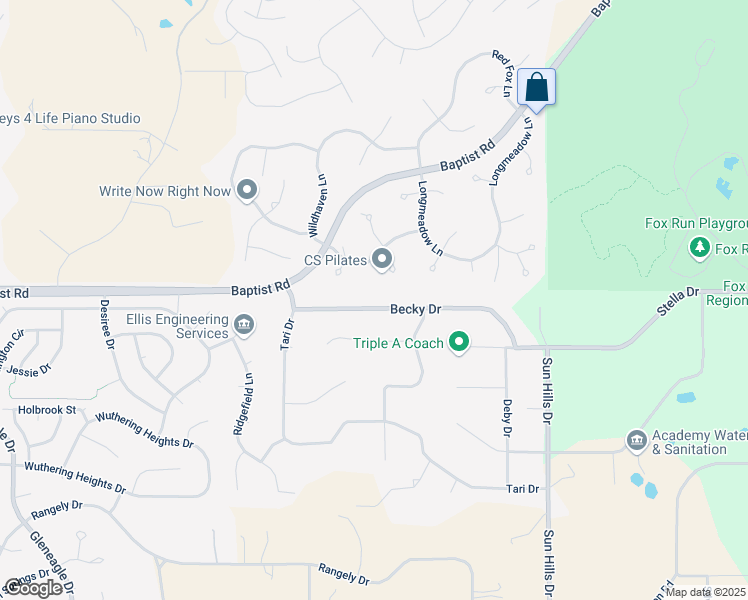 map of restaurants, bars, coffee shops, grocery stores, and more near 1237 Highcrest Lane in Colorado Springs