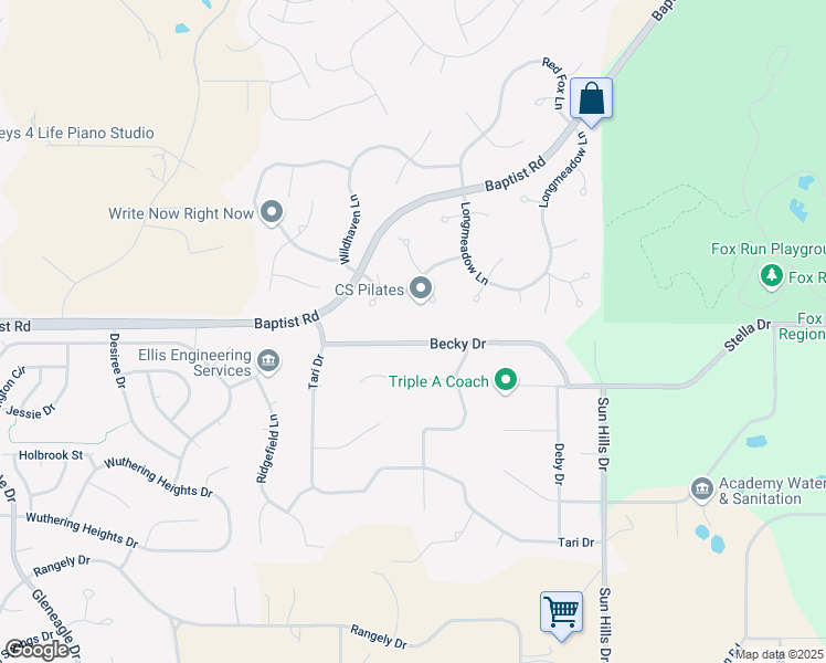 map of restaurants, bars, coffee shops, grocery stores, and more near 1237 Highcrest Lane in Colorado Springs