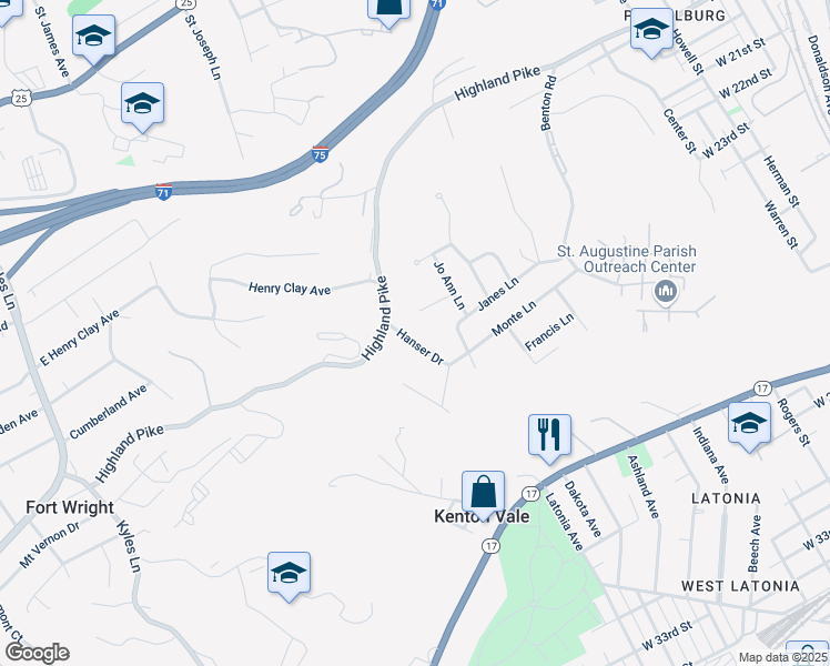 map of restaurants, bars, coffee shops, grocery stores, and more near 914 Loraine Court in Covington