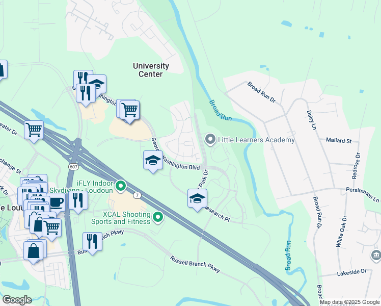 map of restaurants, bars, coffee shops, grocery stores, and more near 45070 Brae Terrace in Ashburn