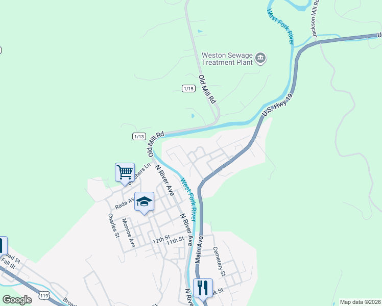 map of restaurants, bars, coffee shops, grocery stores, and more near 184 Forinash Road in Weston