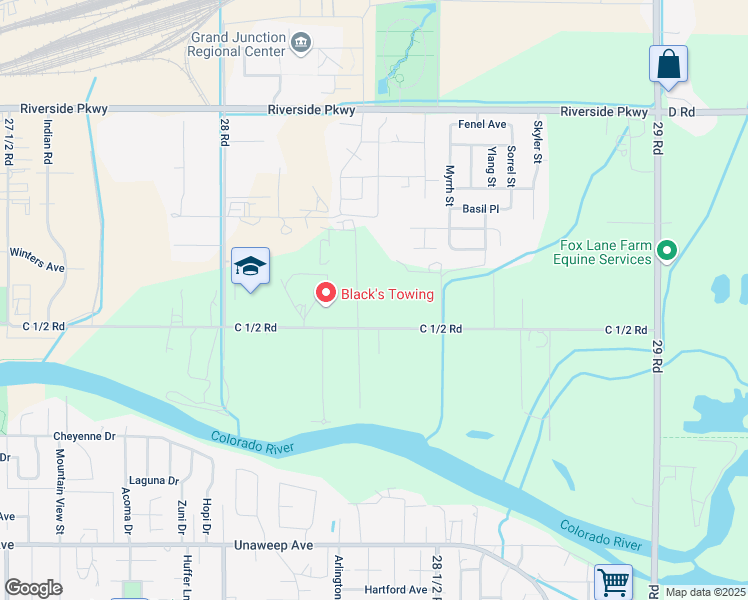 map of restaurants, bars, coffee shops, grocery stores, and more near 2832 C 1/2 Road in Grand Junction
