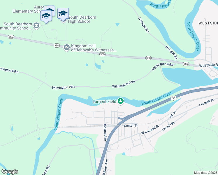 map of restaurants, bars, coffee shops, grocery stores, and more near 5589 Wilmington Pike in Aurora