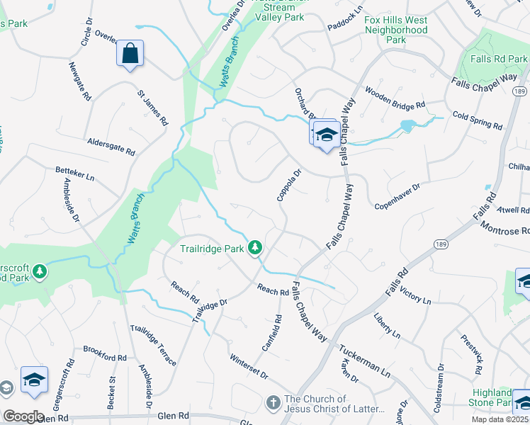 map of restaurants, bars, coffee shops, grocery stores, and more near 9331 Bentridge Avenue in Potomac