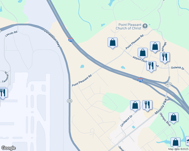 map of restaurants, bars, coffee shops, grocery stores, and more near 3401-3531 Point Pleasant Rd in Boone
